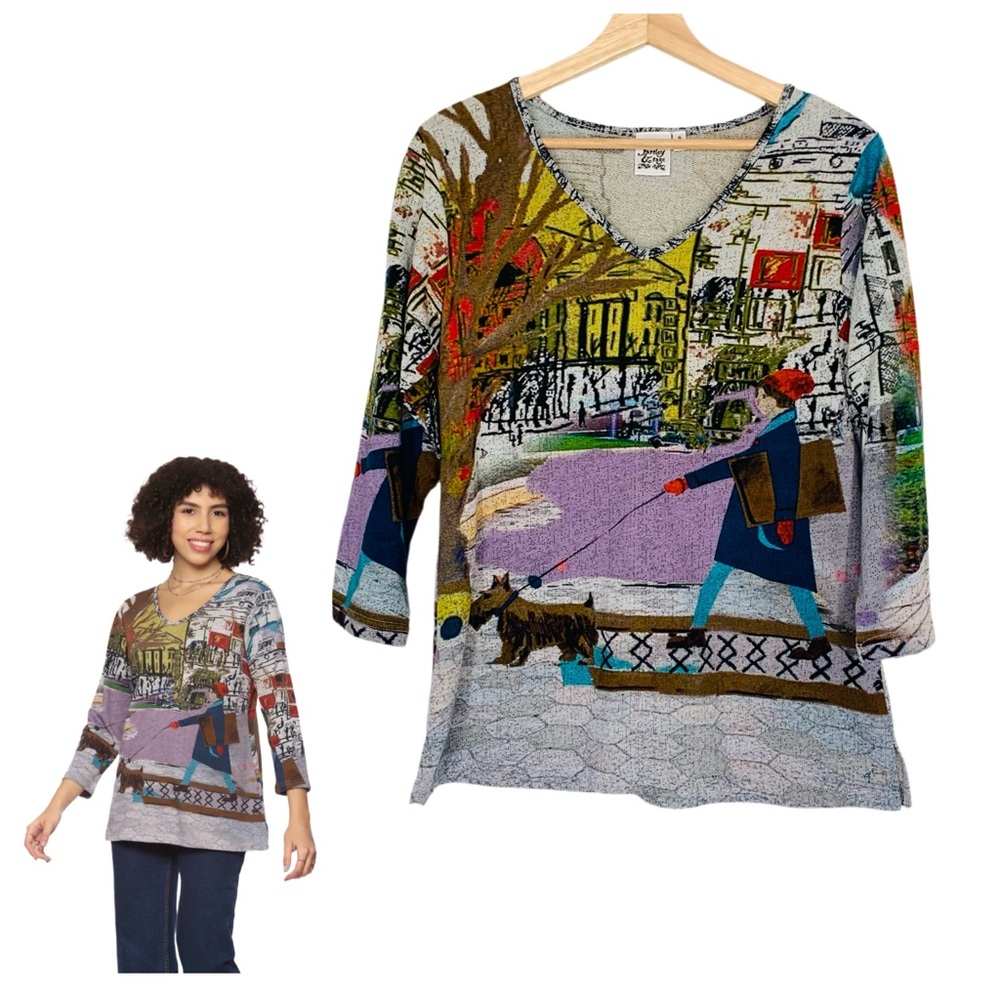 Parsley & Sage Odessa City Girl Tunic Size Small Unique Art to Wear